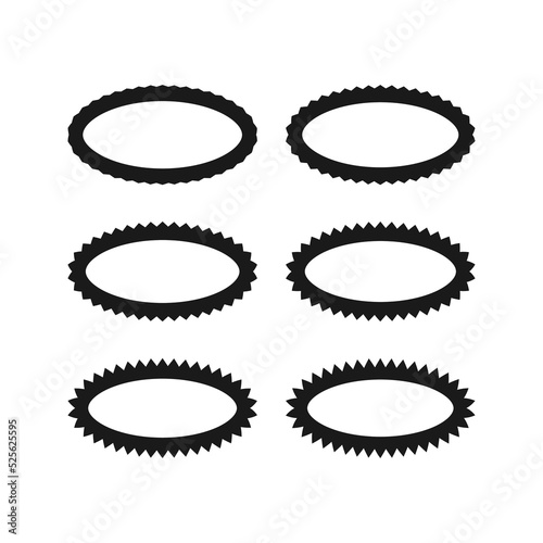 Zigzag Edge Hollow Oval Stroke Shapes