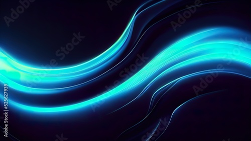 Blue light in space wallpaper. Plasma, textured blue strings textures on a black background. Minimal neon wallpaper. Black, blue, cyan colors. Futuristic, technology abstract shock of electrcity.