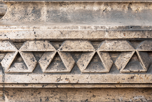 geometrical design carved on a column in a church in Paris