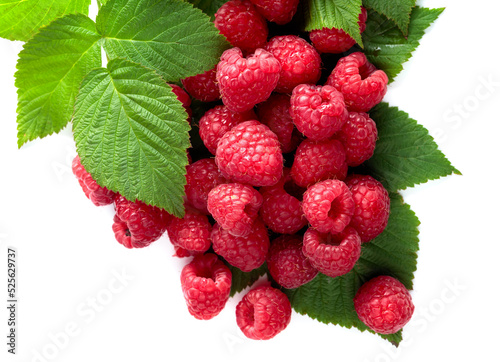 Raspberries are isolated on a white background.