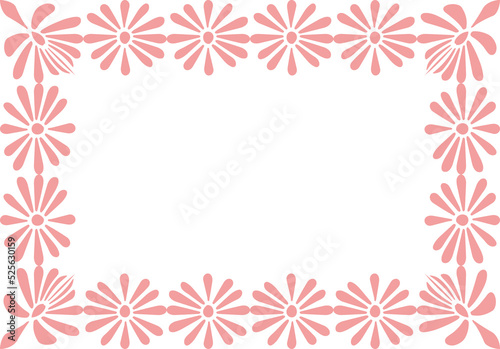 Decorative rectangle frame with pink daisy flowers