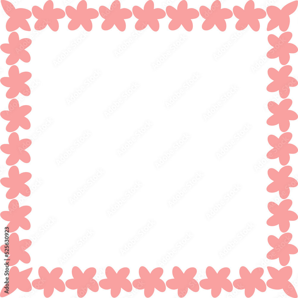 Decorative square frame with pink flowers 