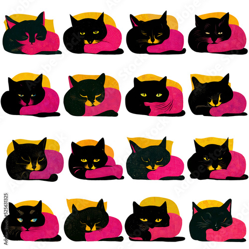 Seamless pattern with sleeping cat
