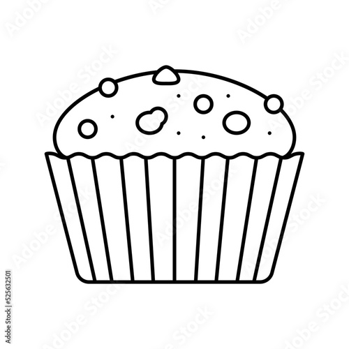 muffin cake food dessert line icon vector illustration
