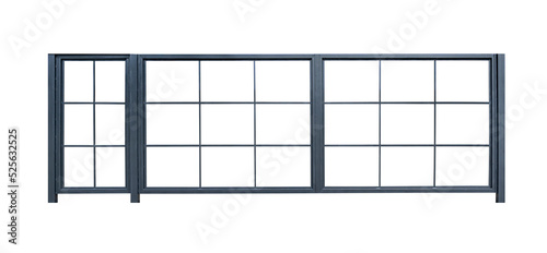 Fotografie Modern iron gate and wicket isolated on white background.