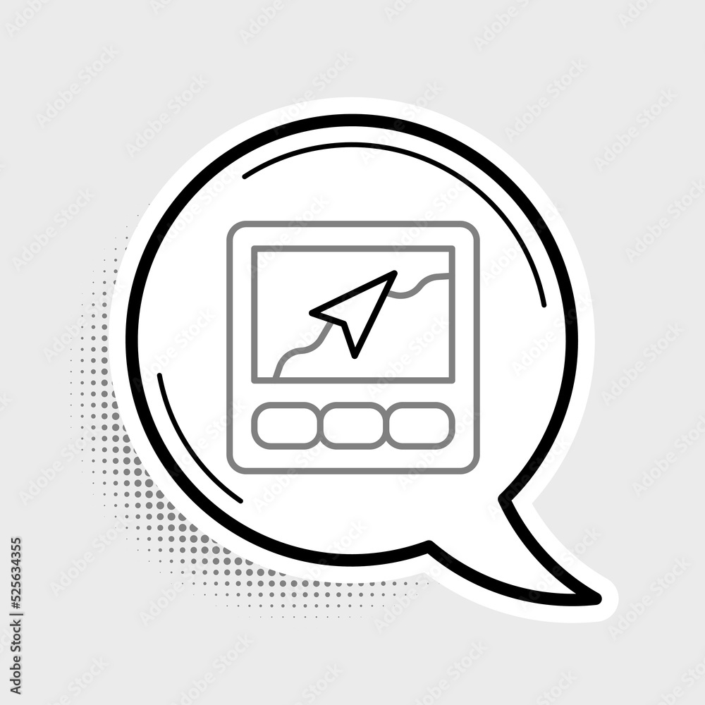 Line Gps device with map icon isolated on grey background. Colorful outline concept. Vector Line Gps device with map icon isolated on grey background. Colorful outline concept. Vector