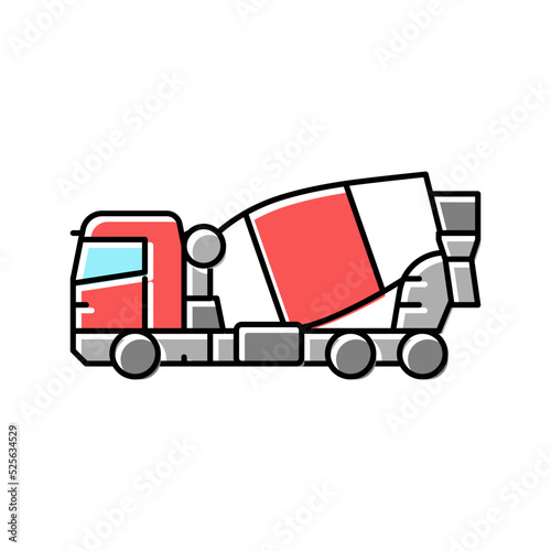 concrete mixer construction car vehicle color icon vector illustration