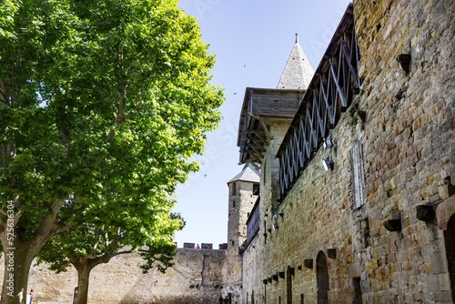 Chateau Comtal castle inside Carcassonne medieval fortified city in France photo