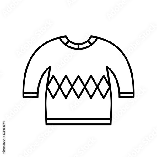 Baby sweater outline black vector icon. EPS 10.... Front side view kids wear.... Simple kid clothin. Isolated on white.. Cute sweater with a star..... For app, banner, web, print, design, dev, ui, ux.