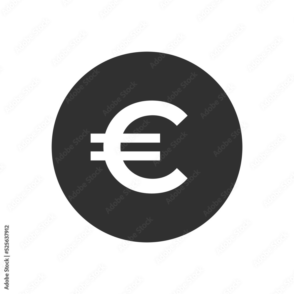 Euro symbol icon in black circle. Euro coin isolated on white background. Euro Vector illustration. Euro Vector pictogram Euro symbol icon in black circle. Euro coin isolated on white background. Euro Vector illustration. Euro Vector pictogram