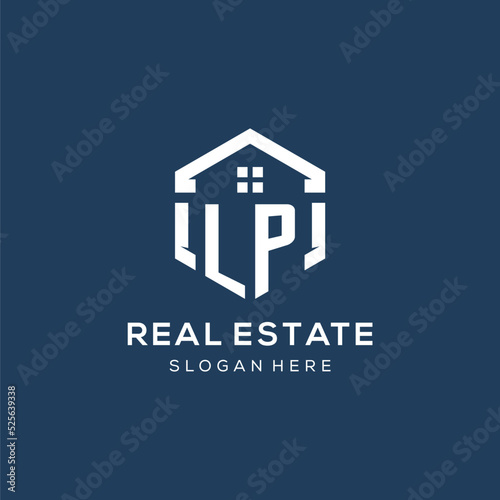 Letter LP logo for real estate with hexagon style