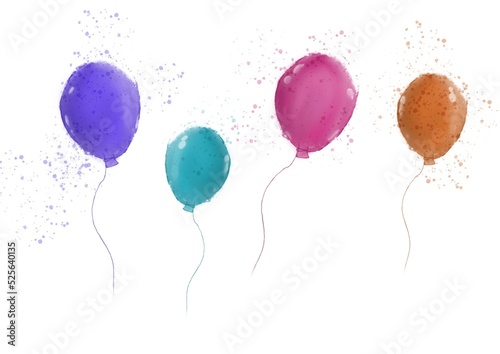 balloons isolated on white background made in watercolor style photo