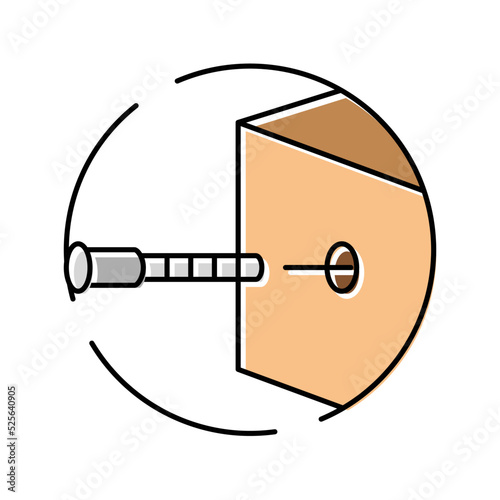 insert metal screw assembly furniture color icon vector illustration