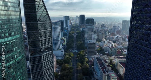 Aerial shot of the Paseo De La Reforma avenue in Mexico City, North America photo