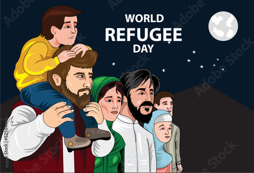 World Refugee day, 20-June. illustration