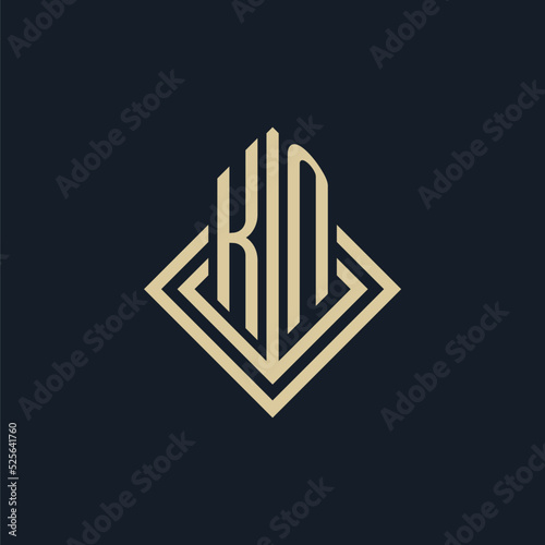 Initials KN logo rhombus lines shape style, luxury modern real estate logo design