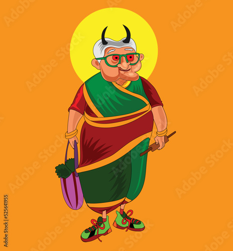 Indian devil granny vector illustration
