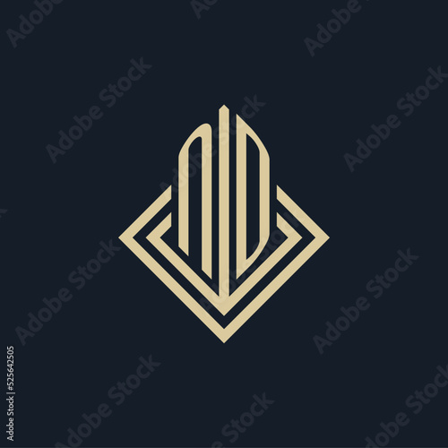 Initials ND logo rhombus lines shape style, luxury modern real estate logo design