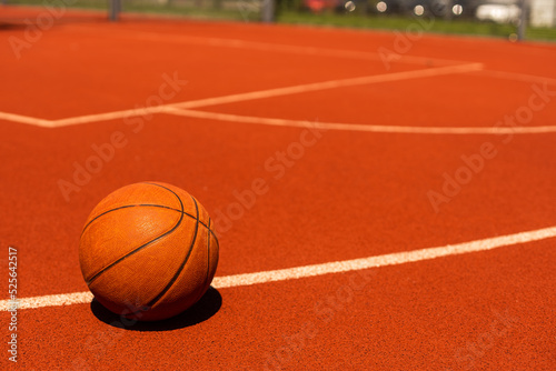 Basketball leather ball court background. © Angelov