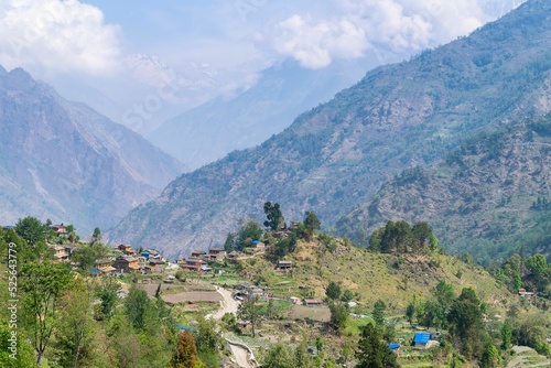 Beautiful shot of Khibang village, Myagdi District, Annapurna circuit trek, Nepal photo