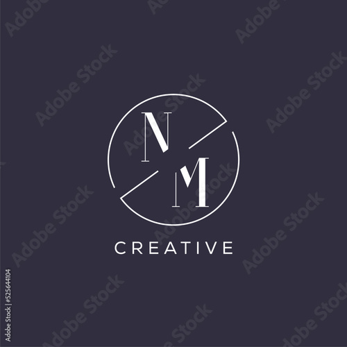 Elegant look monogram NM logo with simple circle line photo