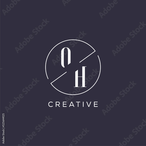 Elegant look monogram OH logo with simple circle line