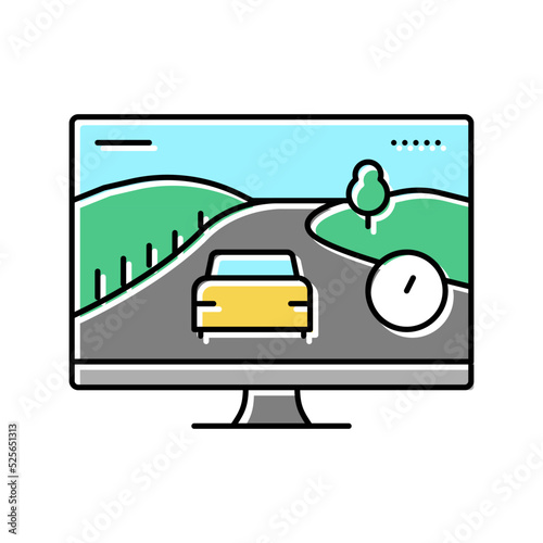 racing video game color icon vector illustration