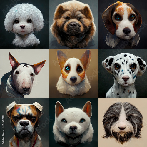 Digital illustration of different breeds dog © Grafvision