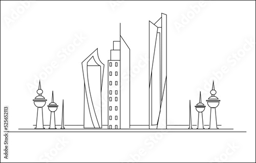 Kuwait famous place for drawing and poster vector illustration