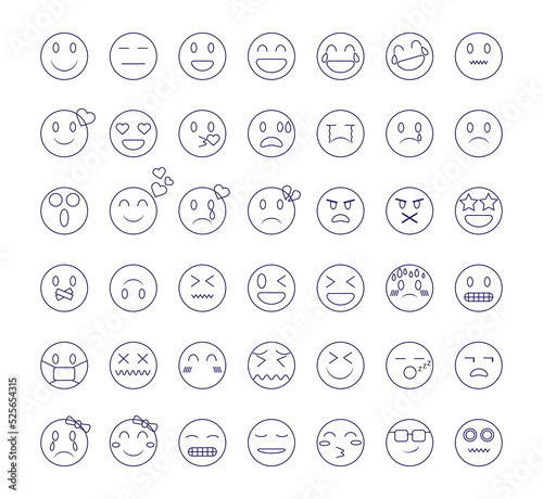 Emoji faces expression collection in the white background