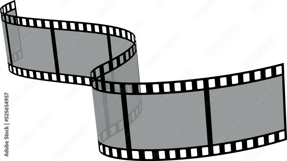 Cinema tape negative roll. Waving movie film - obrazy, fototapety, plakaty 