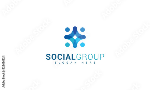 Social group and unity blue colour logo