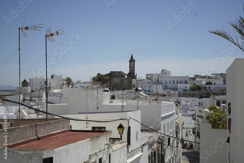 Fototapeta Vejer de la Frontera Spanish hilltop town with its white buildings in the daylig