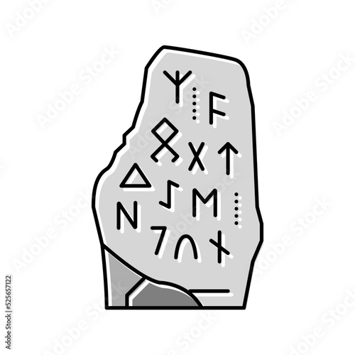 rune stone viking color icon vector illustration