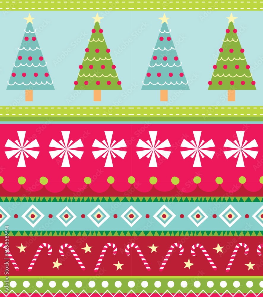 Holly Jolly Holiday Seamless Vector Pattern. A perfect Christmas pattern for surface designs and backgrounds.