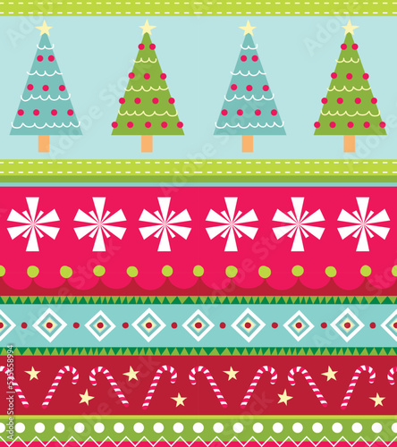 Holly Jolly Holiday Seamless Vector Pattern. A perfect Christmas pattern for surface designs and backgrounds.