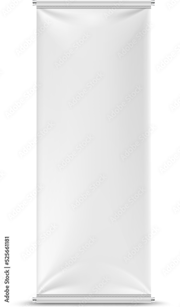 Vertical outdoor promo banner. Realistic blank mockup Vertical outdoor promo banner. Realistic blank mockup