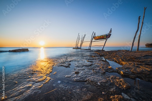 Fototapeta Naklejka Na Ścianę i Meble -  Summer sunset landscape on the beach in Croatia, Savudrija
