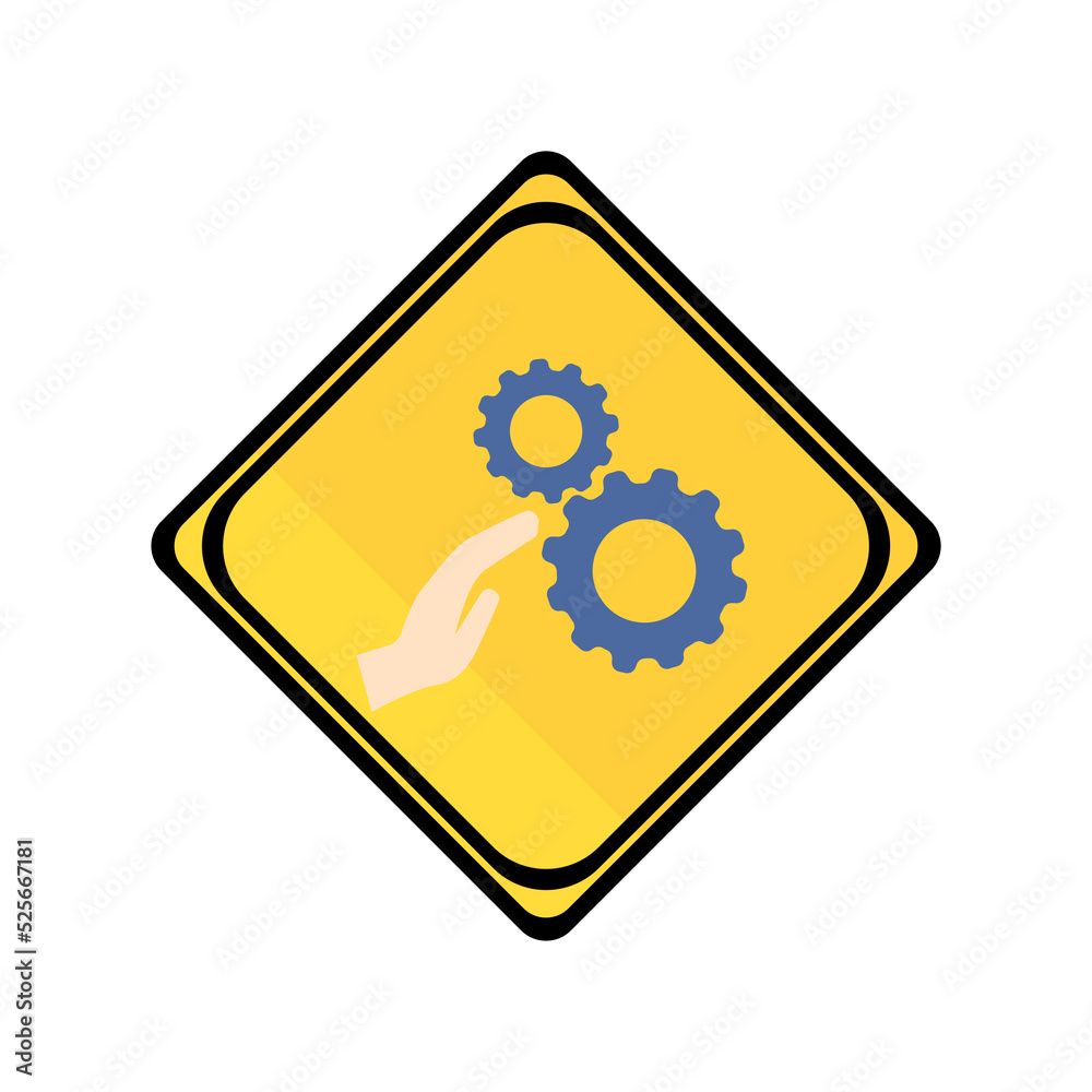warning sign icon, safety gears, vector illustration warning sign icon, safety gears, vector illustration