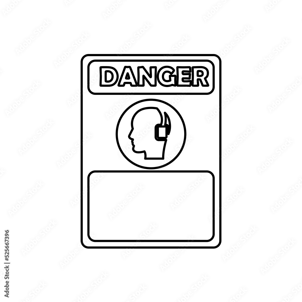 Headphone danger icon, vector illustration Headphone danger icon, vector illustration