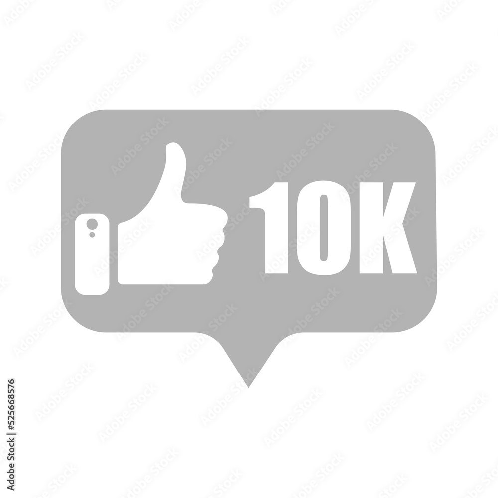 likes icon, concept of 10 thousand likes, vector illustration likes icon, concept of 10 thousand likes, vector illustration
