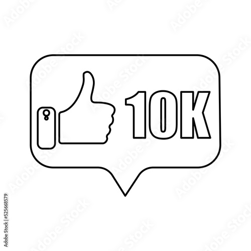 likes icon, concept of 10 thousand likes, vector illustration