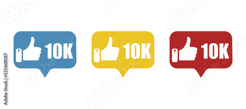 likes icon, concept of 10 thousand likes, vector illustration