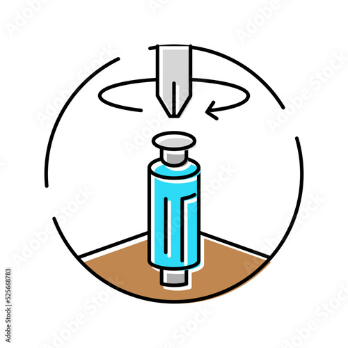screw with screwdriver assembly furniture color icon vector illustration