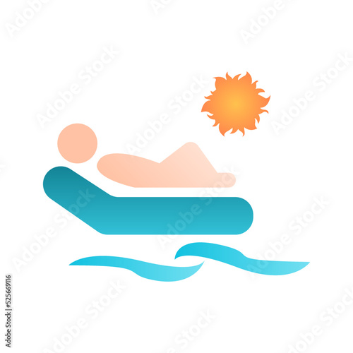 icon of a person on a mattress, the concept of rest, summer, vector illustration