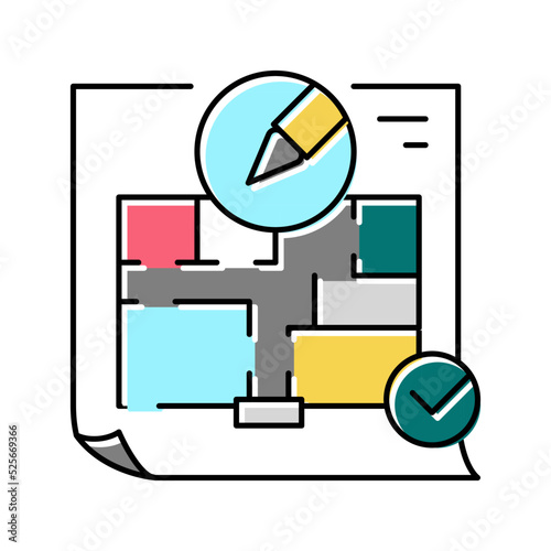 space planning room interior color icon vector illustration