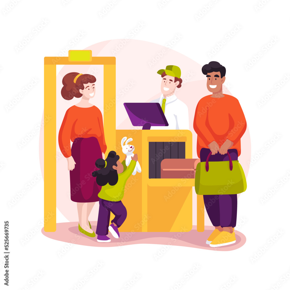 Airport security control isolated cartoon vector illustration.