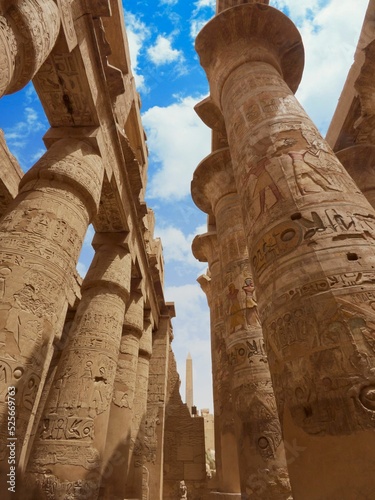 Vászonkép Wonderful pillars of the design of Egyptian Karnak temple in Luxor city