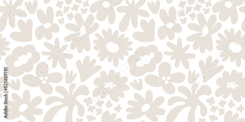 Abstract seamless pattern with cute hand drawn meadow flowers. Fashion stylish natural background.
