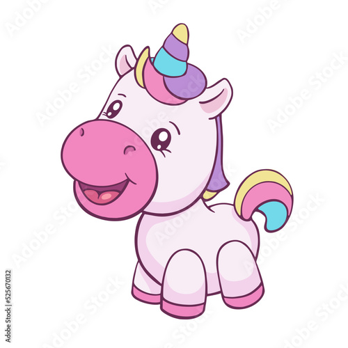 Cute cartoon unicorn. Vector illustration isolated on white background of funny sweet pony. © Betswork
